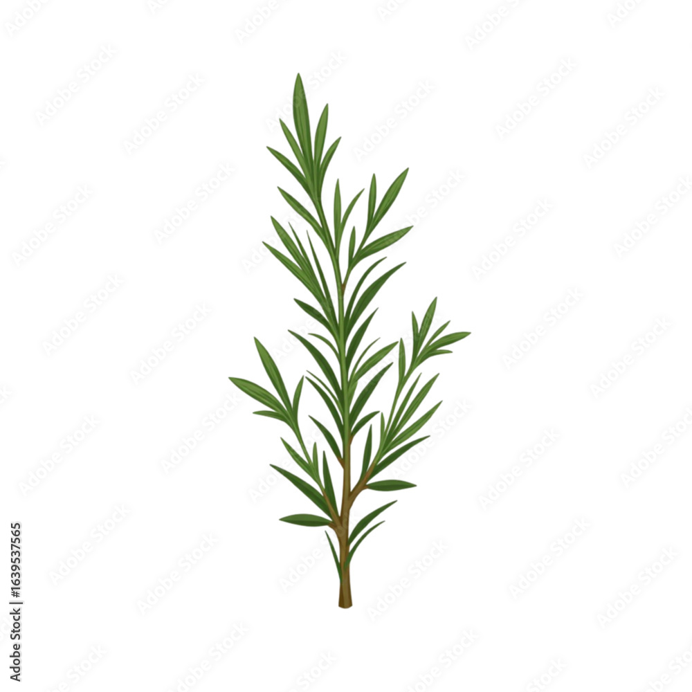 Fototapeta premium Dried rosemary leaves illustration on transparent background, aromatic herb theme