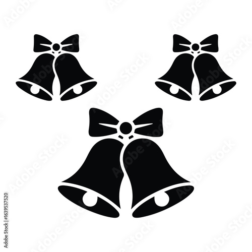 Black bells with bows festive holiday