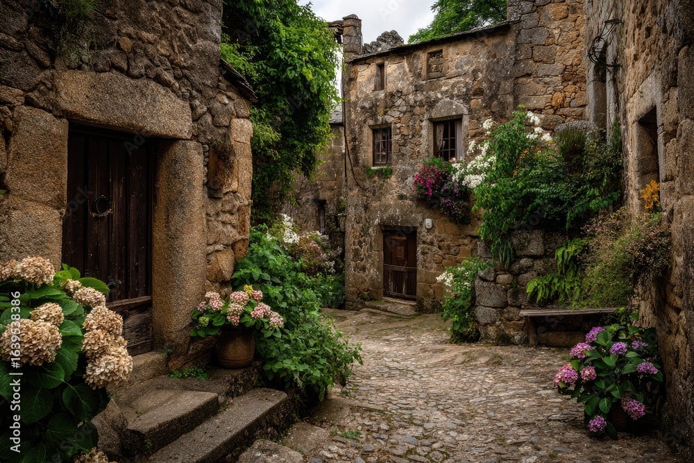 Fototapeta premium Quiet Village Stone Courtyard