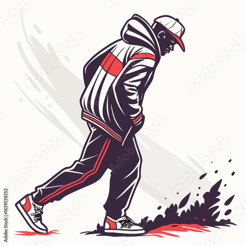 Urban dancer with red accents street style hip hop