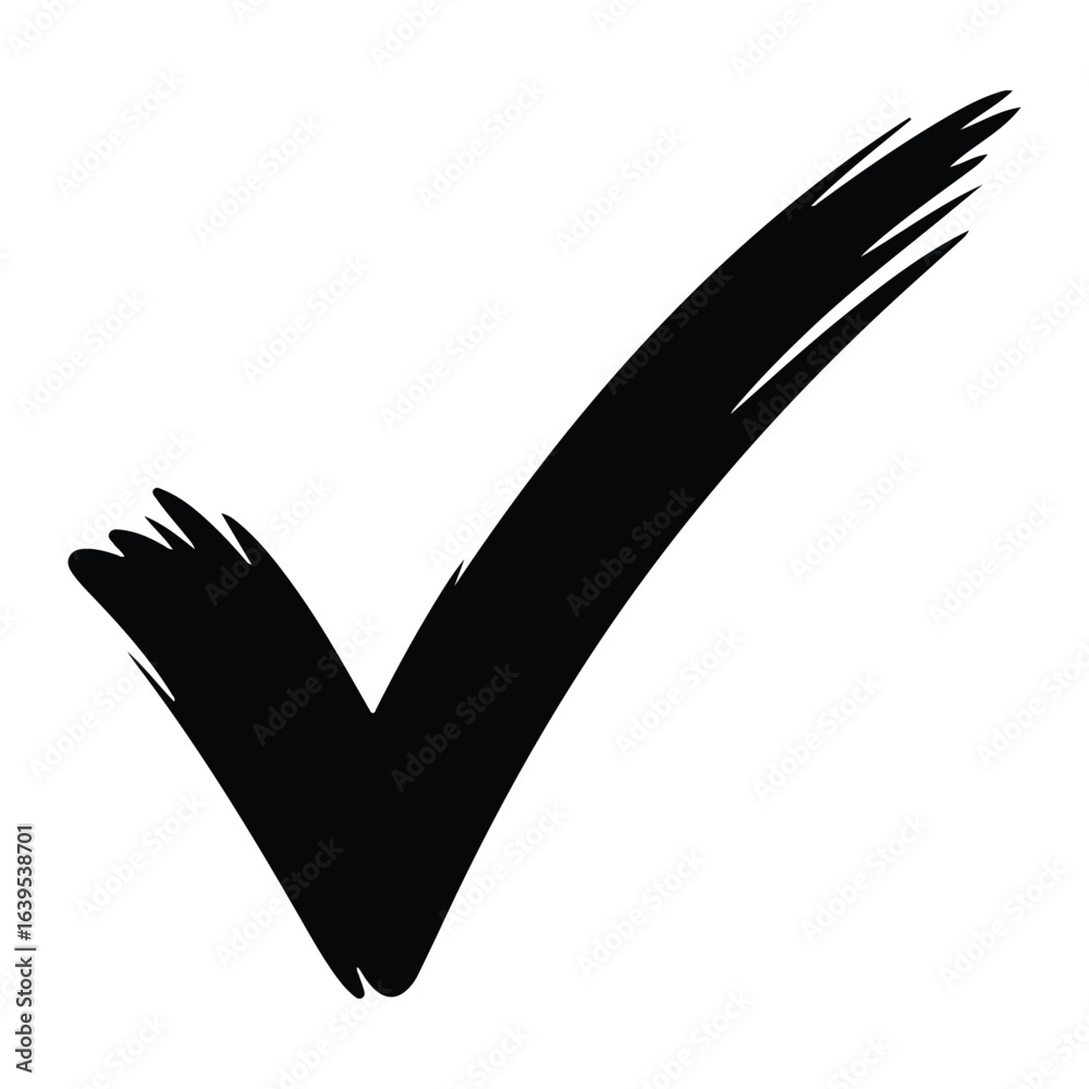 Black check mark brush stroke tick white Black check mark brush stroke tick white