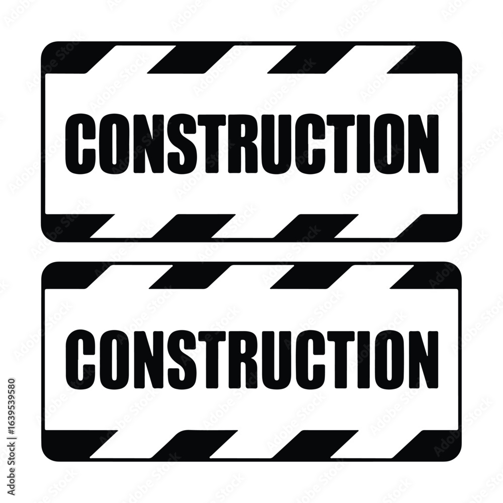Obraz premium Black construction warning signs white