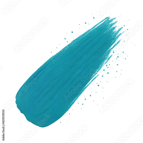 Glowing azure brushstroke abstract art with luminous effect on black