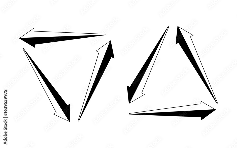 Black and white recycling icon. Recycling arrow. Recycling and reuse vector icon. Design illustration. Black and white recycling icon. Recycling arrow. Recycling and reuse vector icon. Design illustration.