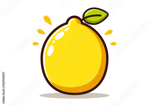 Cute 3D Lemon Fruit With Leaves on white backgroung. design illustration