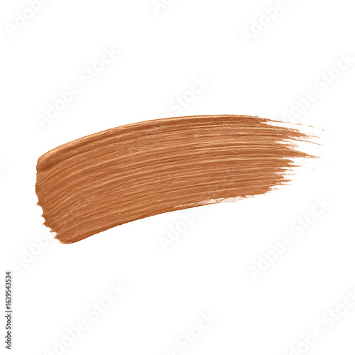 Metallic bronze brush stroke isolated on white background transparent PNG