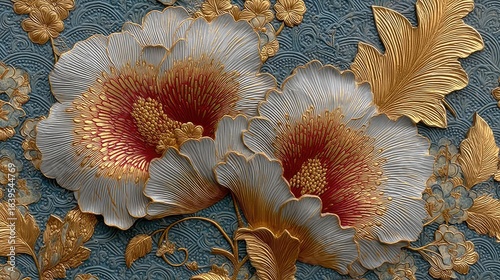 Gold Embossed Floral Motif on Matte Background