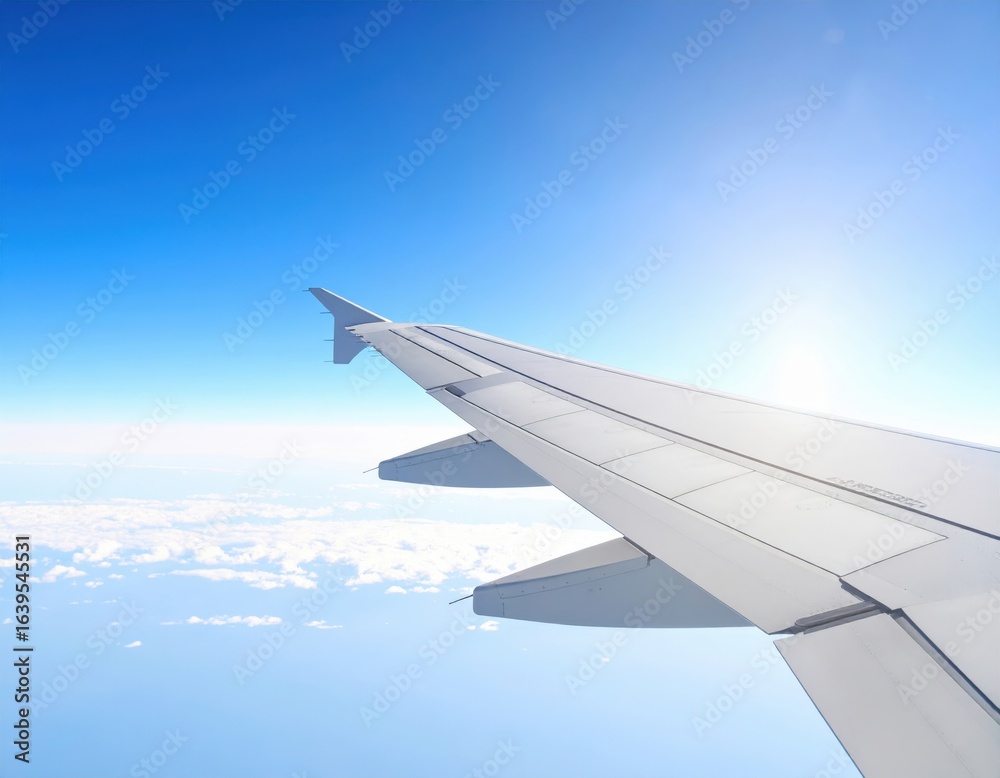 Obraz premium Airplane Wing View From Window High Altitude
