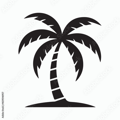 Black Palm Tree on Island Silhouette
