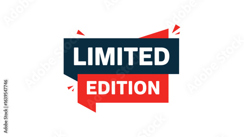 Limited edition sale tag with red and blue colors