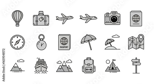 Travel and Adventure Icon Set.