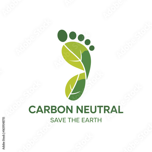 Green footprint symbol for carbon neutrality and earth conservation
