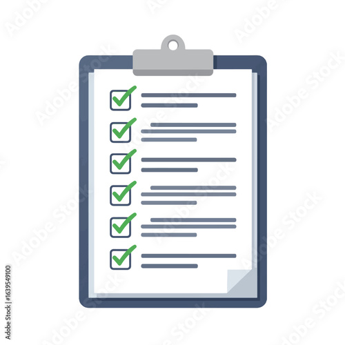 A clipboard with a checklist showing completed tasks, all marked with green checkmarks.