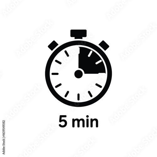 Simple stopwatch icon indicating five minutes