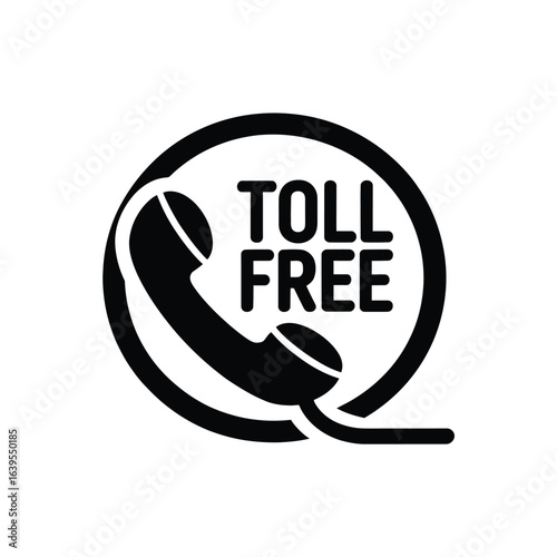 Toll free phone number icon with handset