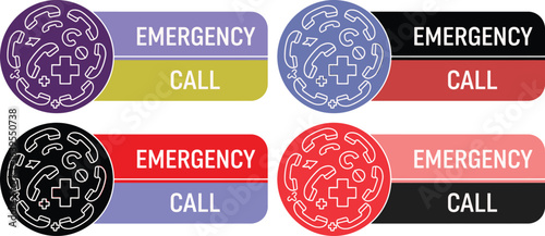 Colorful emergency call buttons with decorative oval symbols