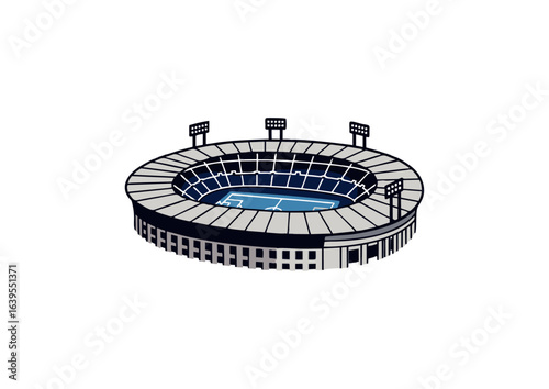 Vector illustration of a circular stadium design with open roof
