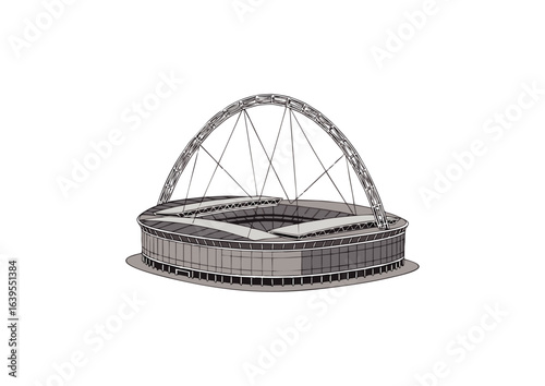 Vector illustration of Wembley Stadium in London with iconic arch