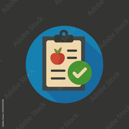 Flat Diet Plan Icon – Healthy Eating Checklist Symbol