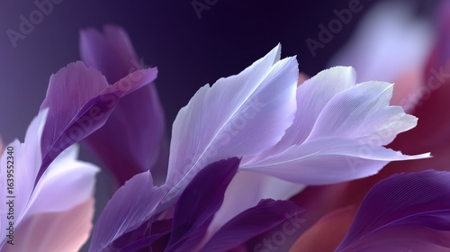 Soft Feathery Purple Pink Gradient Flowers Abstract Digital Art