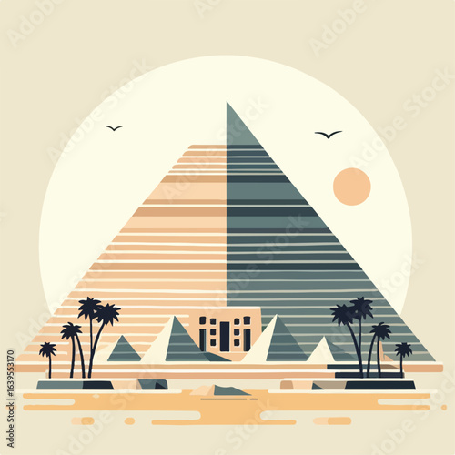 vector illustration cartoon of giza pyramids