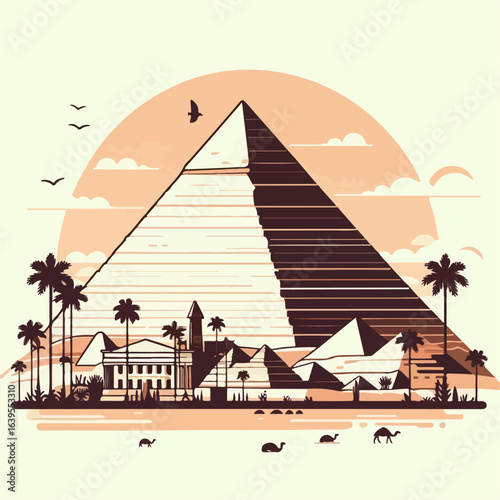 vector illustration of giza pyramids