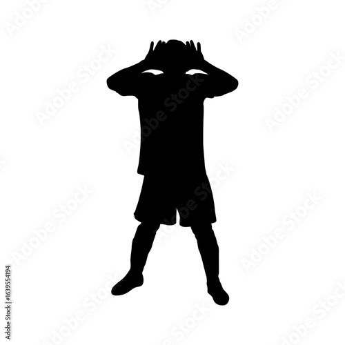 black silhouette person covering head clip art preview