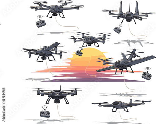 Isolated a Kinds of deferent helicopter, aircraft, military, plane, air, airplane, army, vector art with white background.