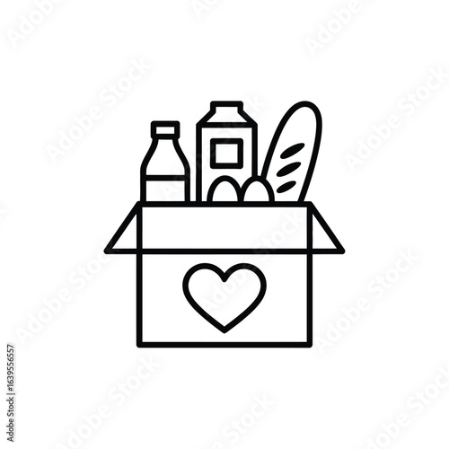 Food donation box with heart symbol for charity