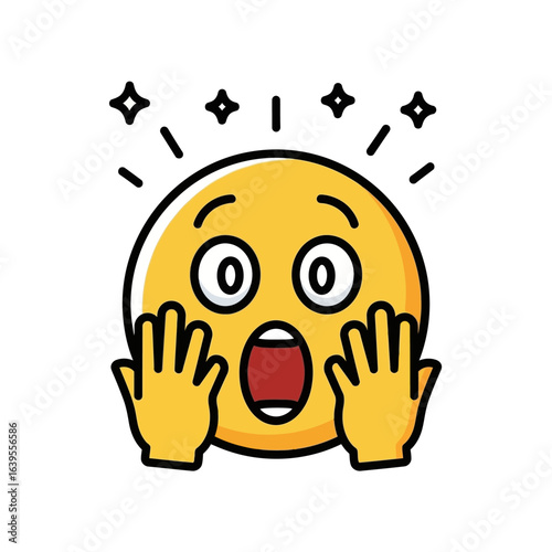 Shocked Surprised Emoji Face Expression Vector Illustration