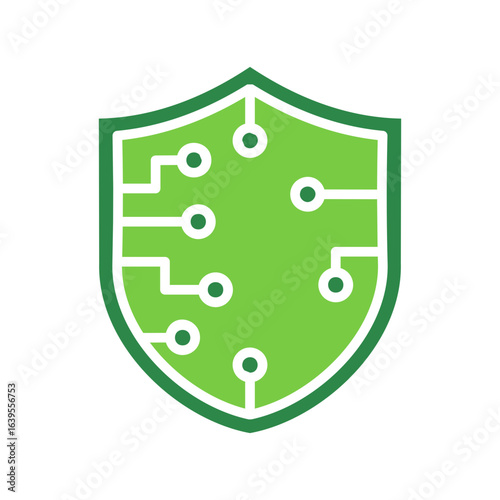 Network Security Icon Vector Illustration Green Version