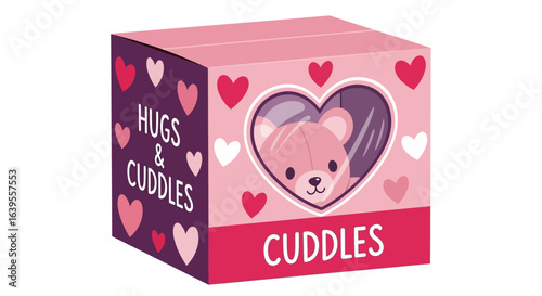 Cute Kawaii Pink Teddy Bear Plush Toy Box