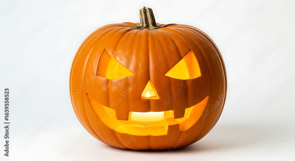 Fototapeta premium Glowing Jack o lantern pumpkin carving for Halloween holiday