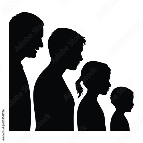 Family silhouettes generation progression people