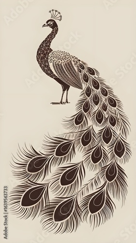  Peacock tattoo on white background full peacock with details and intricate design