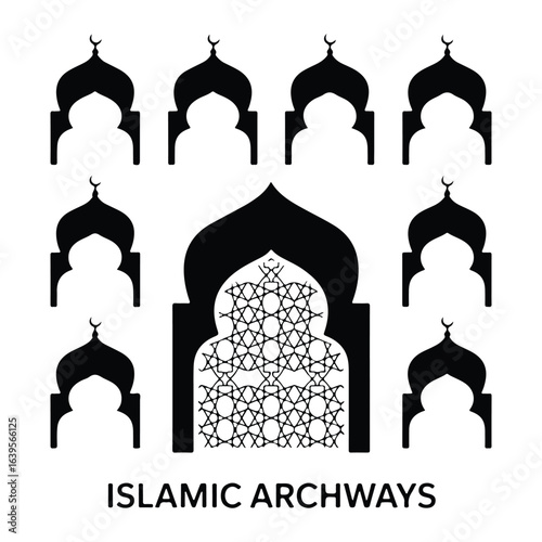 Islamic archways with geometric patterns mosque architecture