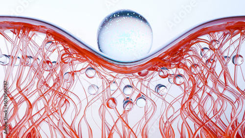 Collagen serum drop enhancing fibers regeneration skin tissues. wrinkle tightening and Smoothing. hydration repair elastin. repair saggy skin and elasticity, Moisturizer or cream, cosmetics, 3d render