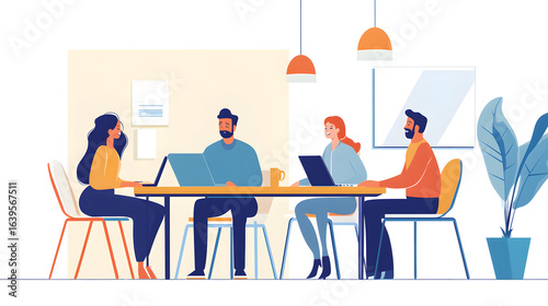 Business team meeting around office table