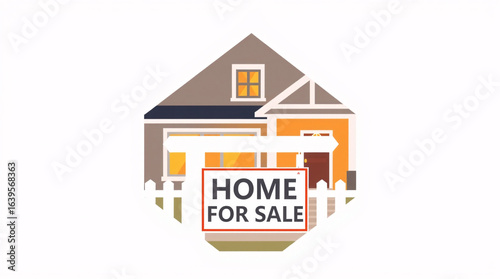 Real estate, home sale, foreclosure, house, suburban, autumn, fall, property, for sale, residential, family home, lawn, yard, trees, orange leaves, pumpkins, signage, real estate signs, garage, drivew
