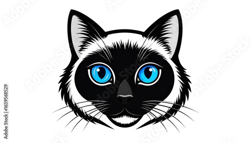 Balinese cat illustration head