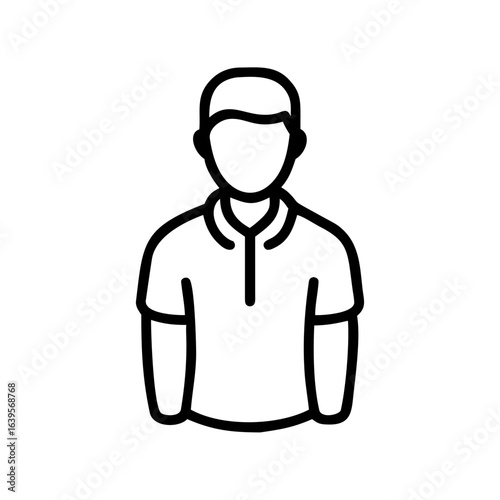 Outline illustration of a person wearing a polo shirt
