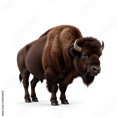 3D model of a bison in detailed and realistic rendering  
