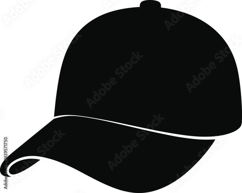 Baseball cap silhouette, vector hat illustration, sports cap graphic, casual headwear icon, fashion 
