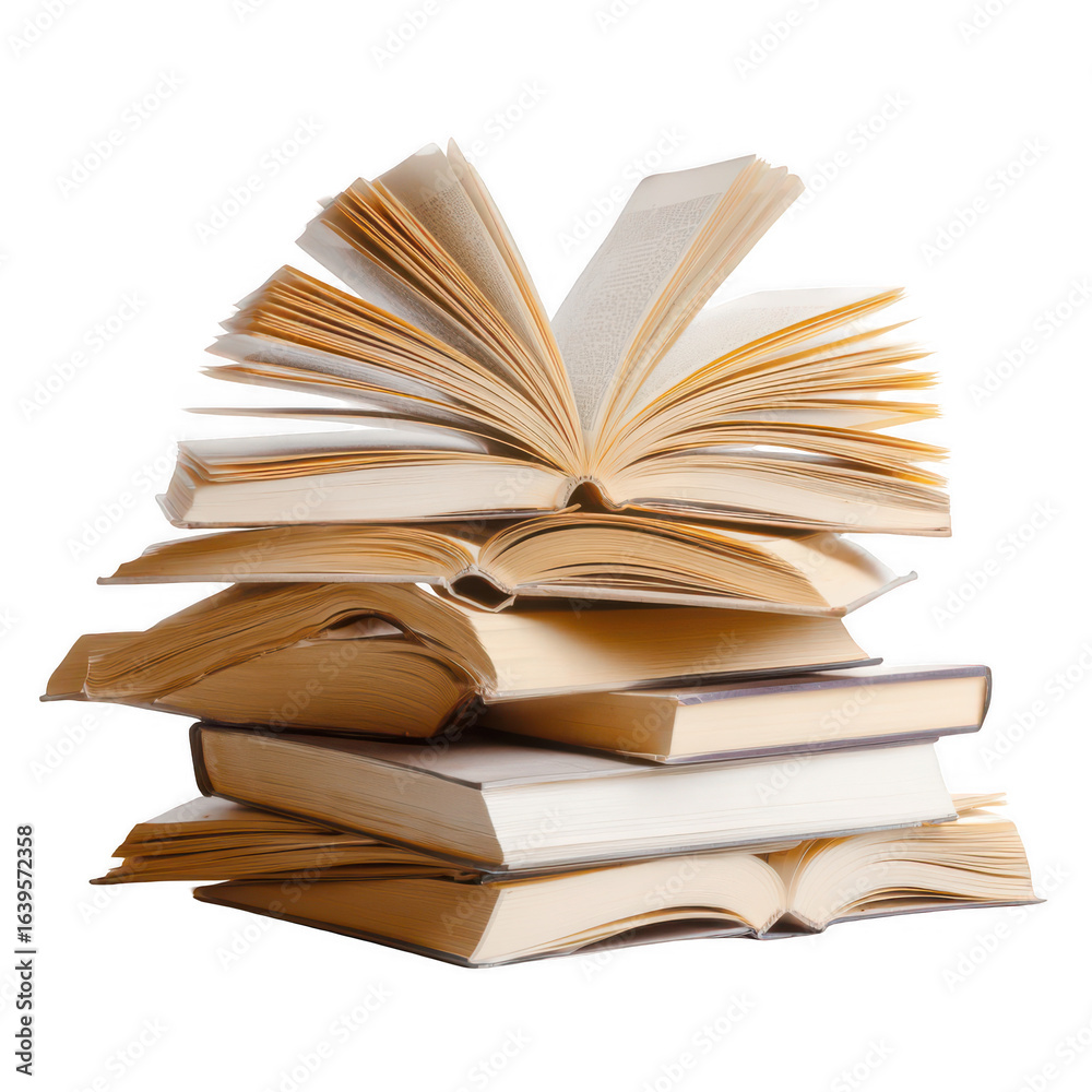 a stack of open books isolated on a white background, png, transparent a stack of open books isolated on a white background, png, transparent