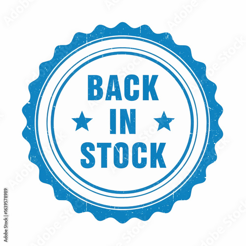 Back in stock grunge stamp vector illustration for business