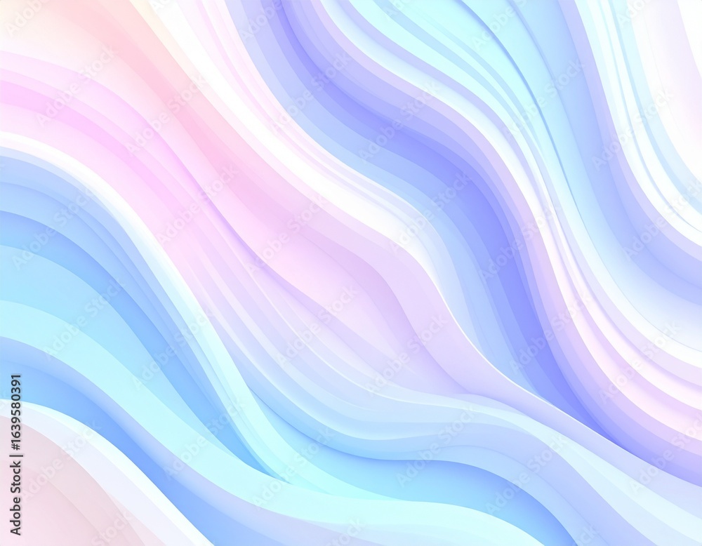 Fototapeta premium 3D Pastel Gradient Waves with Smooth Curves
