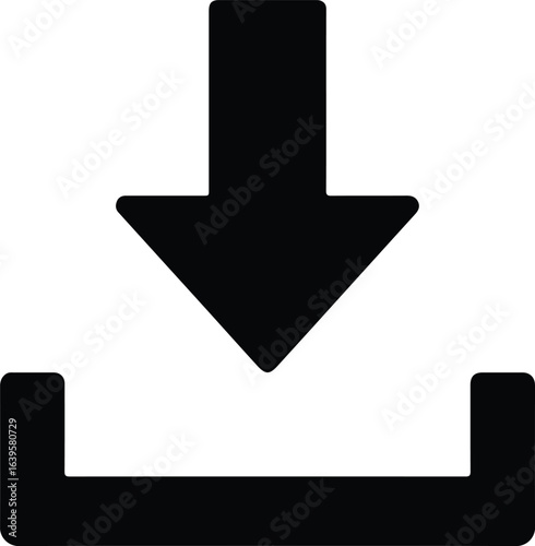 Silhouette download arrow in storage box minimal vector illustrator
