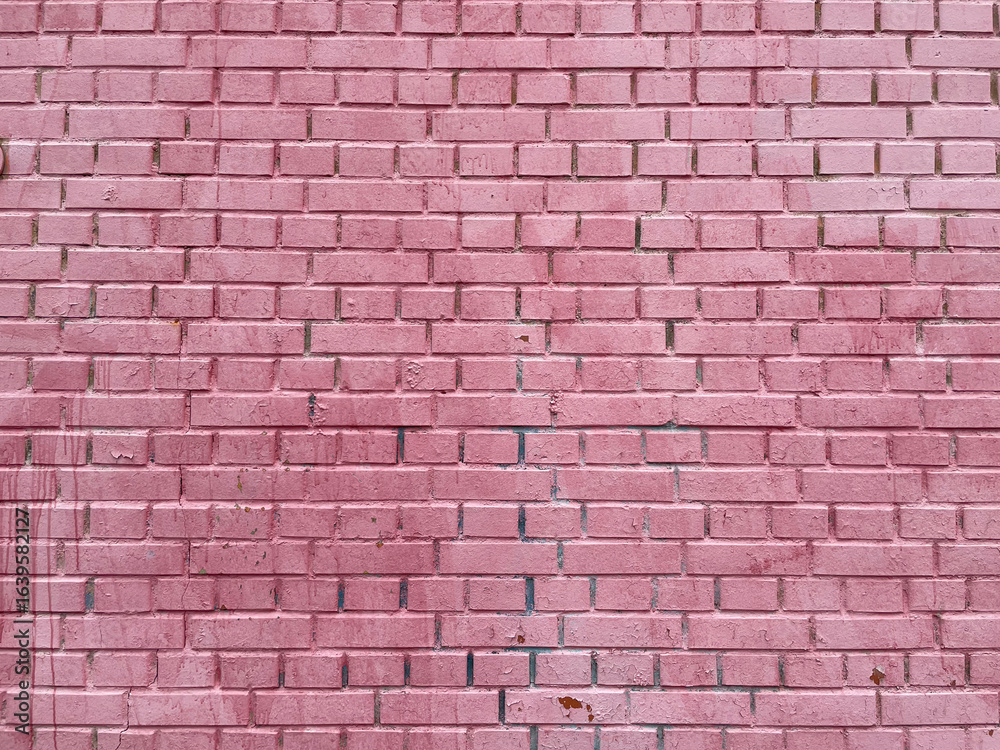 Naklejka premium Brick wall painted pink white paint