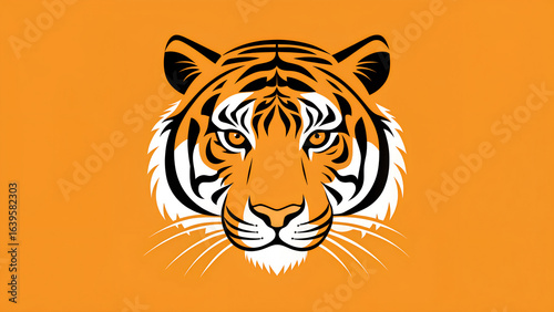 Tiger head vector illustration graphic design template for logo and background with orange color scheme