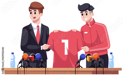 football player transfer illustration